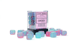 Chessex Gemini Gel Green-Pink/Blue Luminary 12MM D6 Dice Block - Sweets and Geeks