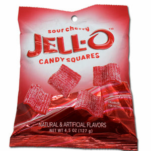 Jell-O Gummi Squares Sour Cherry 4.5oz Bag - Sweets and Geeks