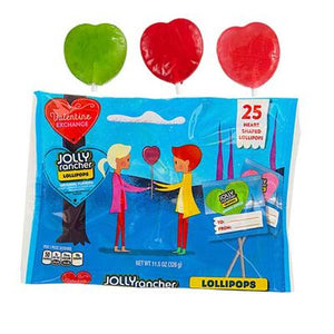 Jolly Rancher Heart Shaped Valentine's Lollipops 25ct - Sweets and Geeks