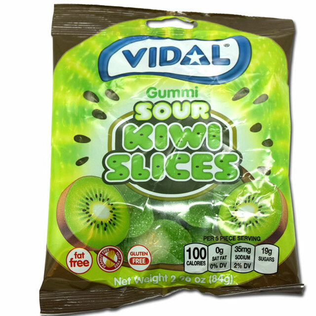 田中　カムイピリカ12kg＋スーパーカムイ1kg Vidal Gummi Sour Kiwi Slices 2.6oz Peg Bag (SNG14) – Sweets and Geeks
