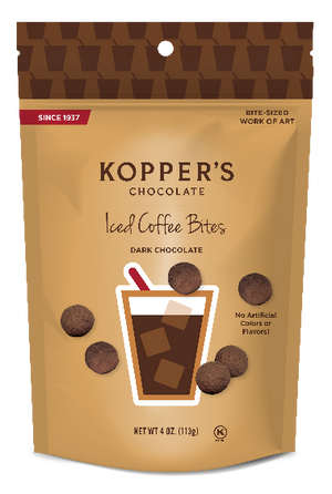 Kopper's Stand Up Peg Pouch Iced Coffee Bites - Dark Chocolate - Sweets and Geeks