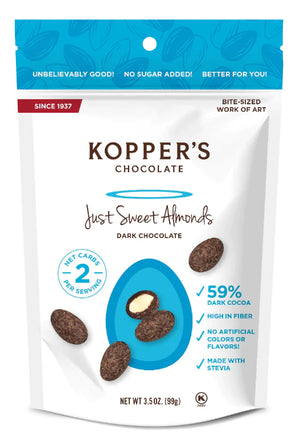 Kopper's Just Sweet Dark Chocolate Covered Almonds 3.5oz - Sweets and Geeks