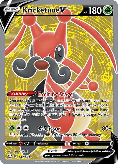 Kricketune V (Full Art) SWSH05: Battle Styles # 142/163 – Sweets and Geeks