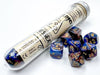 Lustrous Azurite/Gold Polyhedral Lab Dice Tube (7 Dice) - Sweets and Geeks
