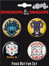 Dungeons & Dragons Button Set of 4 - Sweets and Geeks