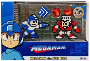 Classic 8-Bit Blue / White Mega Man vs. Fire Man Mini Figure 2-Pack - Sweets and Geeks