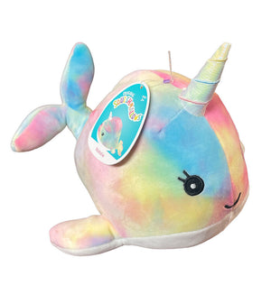 Squishmallows - Natalie Narwhal Tie Dyed Pastel 8'' - Sweets and Geeks