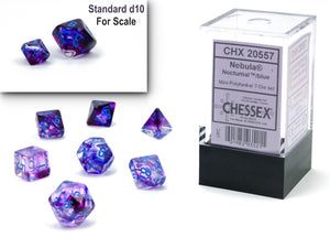 Chessex Nebula Mini Polyhedral 7 Die Set Nocturnal/Blue Luminary - Sweets and Geeks