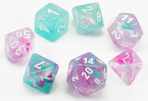 Chessex Nebula Mini Polyhedral 7 Die Set Wisteria/White - Sweets and Geeks