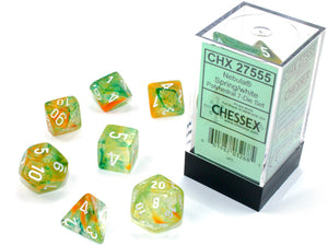 Chessex (27555): Polyhedral 7-Die Set: Nebula: Spring/White Luminary - Sweets and Geeks