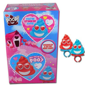 Oh Poop Valentine's Lollipop Rings 18 Count - Sweets and Geeks