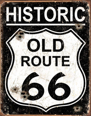 Old Route 66 Weathered - Tin Sign - Sweets and Geeks