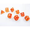 Borealis Blood Orange/White Polyhedral Lab Dice Tube (7 Dice) - Sweets and Geeks