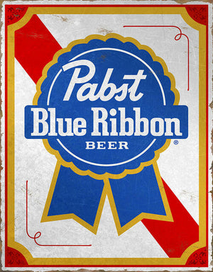 Pabst Blue Ribbon Metal Tin Sign - Sweets and Geeks