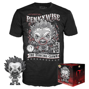 Funko Pop Tees: IT - Pennywise (With Teeth) (Black & White) And Pennywise Tee - Sweets and Geeks