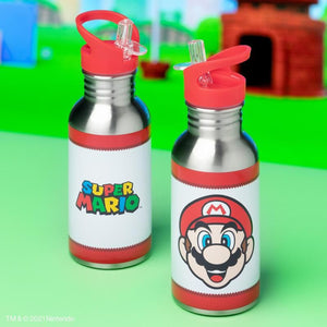 Super Mario Metal Water Bottle with Straw - Sweets and Geeks
