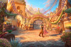 Thomas Kinkade Disney - Rapunzel Dancing in the Sunlit Courtyard - 750 Piece Puzzle - Sweets and Geeks