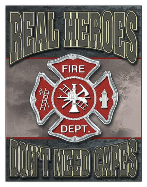 Real Heroes - Firemen Tin Sign - Sweets and Geeks