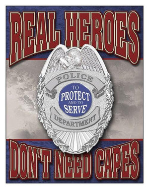 Real Heroes Police Tin Sign - Sweets and Geeks