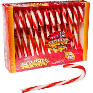 Red Hots Candy Canes 12 Count - Sweets and Geeks