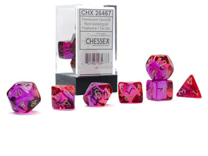 Chessex Gemini Translucent Red-Violet/Gold 7 Die Set - Sweets and Geeks