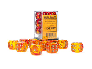 Chessex Gemini Translucent Red-Yellow/Gold 16MM D6 Dice Block - Sweets and Geeks