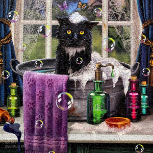 Night Spirit - Cat Bath - 550 PIECE PUZZLE - Sweets and Geeks