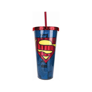 Superman Logo Foil Cup With Straw 20oz - Sweets and Geeks