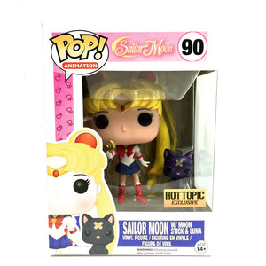 Funko Pop Animation: Sailor Moon - Sailor Moon (w/ Moon Stick & Luna) (Hot Topic Exclusive) #90 - Sweets and Geeks