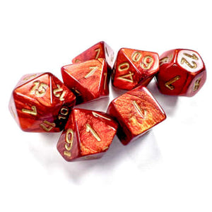 Chessex Scarab Mini Polyhedral 7 Die Set Scarlet/Gold - Sweets and Geeks