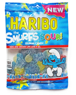 HARIBO SOUR SMURFS PEG BAG - Sweets and Geeks