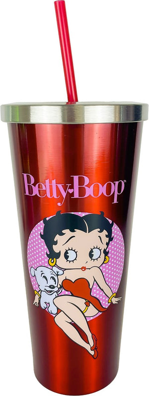 Betty Boop 24 oz. Stainless Steel Cup with Straw - Sweets and Geeks
