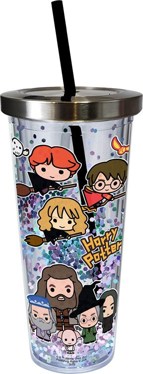 Harry Potter Glitter Cup with Straw - Sweets and Geeks