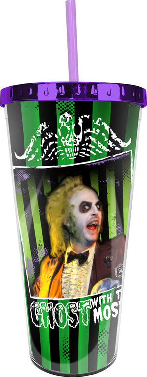Beetlejuice Foil Cup with Straw - Sweets and Geeks