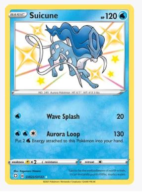Suicune Shining Fates: Shiny Vault # SV022/SV122 - Sweets and Geeks