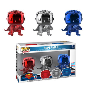 Funko Pop Heroes: DC - Superman (Justice League) (Chrome) (3 Pack) (Fall Convention) - Sweets and Geeks