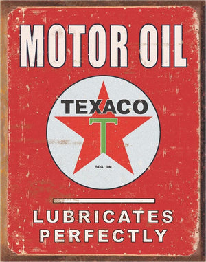 Texaco-Lubricates Perfectly Tin Sign - Sweets and Geeks
