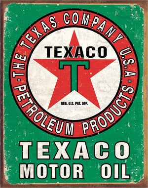 Texaco Oil Weathered Tin Sign - Sweets and Geeks