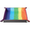 Velvet Folding Dice Tray with Leather Backing: 10 x 10 Watercolor Rainbow - Sweets and Geeks