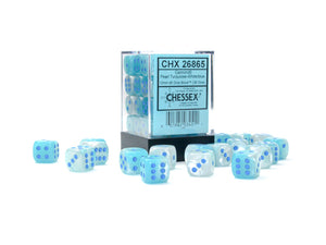 Chessex Gemini Pearl Turquoise-White/Blue Luminary 12MM D6 Dice Block - Sweets and Geeks