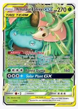 Venusaur & Snivy GX SM - Cosmic Eclipse # 1/236 - Sweets and Geeks