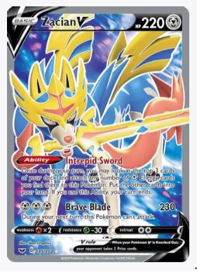 Zacian V (Full Art) SWSH01: Sword & Shield Base Set # 195/202 - Sweets and Geeks