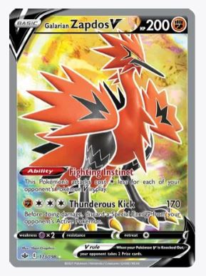 Galarian Zapdos V (Full Art) SWSH06: Chilling Reign # 173/198 - Sweets and Geeks
