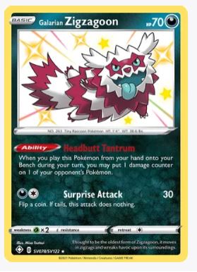 Galarian Zigzagoon Shining Fates: Shiny Vault # SV078/SV122 - Sweets and Geeks