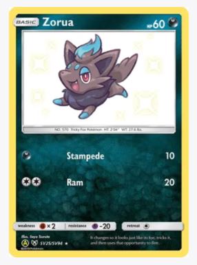 Zorua Hidden Fates: Shiny Vault # SV25/SV94 - Sweets and Geeks